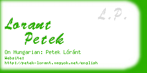 lorant petek business card